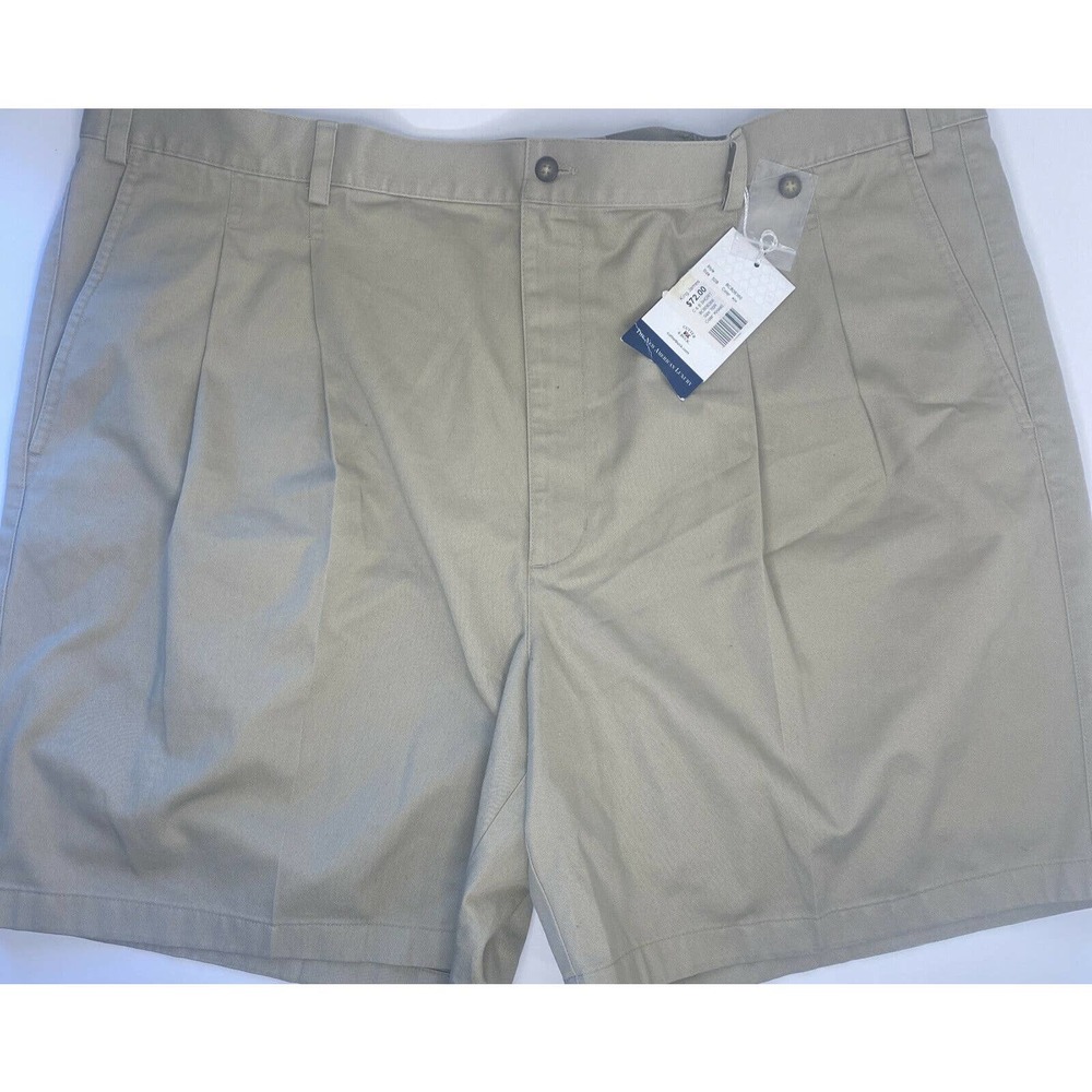 Cutter & Buck King James Men's Twill Microfiber Pleated Shorts Khaki Size 50B